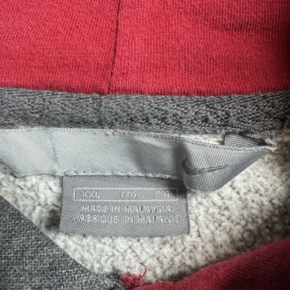 Vintage Nike Y2K Hoodie Mens XXL Red Sweatshirt Swoosh Spellout Silver Tag‎